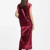 Sequin top with draped funnel neckline
