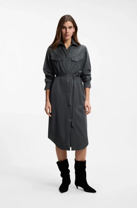 Shirt dress in sandwashed fabric Shirt dress in sandwashed fabric