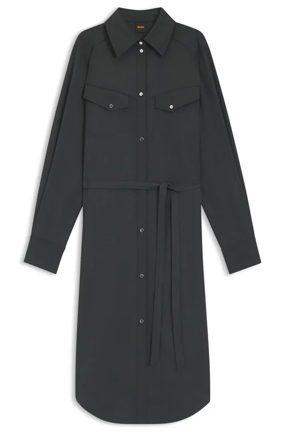 Shirt dress in sandwashed fabric Shirt dress in sandwashed fabric