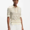 Short-sleeved sweater in merino wool with polo collar
