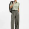Short-sleeved sweater in merino wool with polo collar