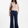 Short-sleeved sweater in merino wool with polo collar