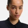 Short-sleeved sweater in merino wool with polo collar