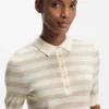 Short-sleeved sweater in merino wool with polo collar