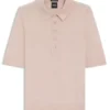 Short-sleeved sweater in merino wool with polo collar