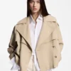 Short trench jacket in cotton and linen