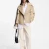 Short trench jacket in cotton and linen