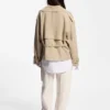 Short trench jacket in cotton and linen