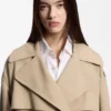 Short trench jacket in cotton and linen