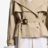 Short trench jacket in cotton and linen