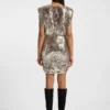 Shoulder-pad dress with sequins