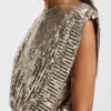 Shoulder-pad dress with sequins