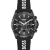 Silicone-strap watch with black dial