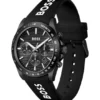 Silicone-strap watch with black dial