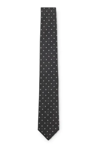 Silk-blend tie with micro Double B monograms