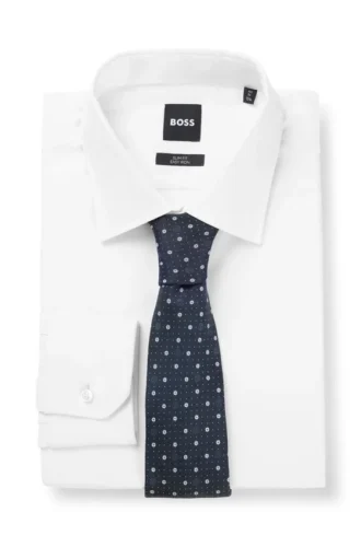 Silk-blend tie with micro Double B monograms