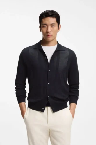 Silk cardigan with mesh paneling