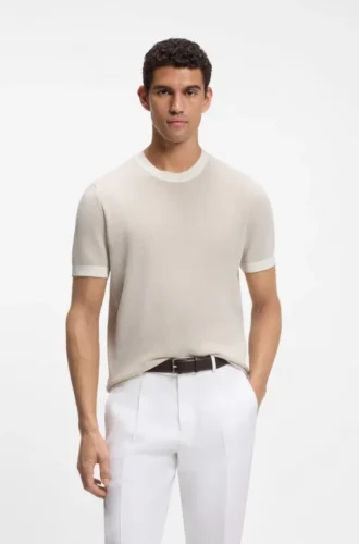 Silk-cotton sweater with structured knit