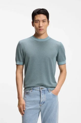 Silk-cotton sweater with structured knit