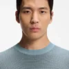 Silk-cotton sweater with structured knit
