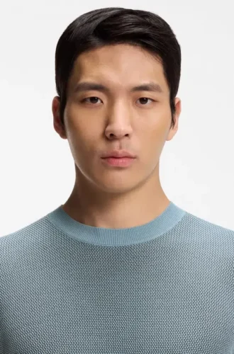 Silk-cotton sweater with structured knit