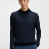 Silk-piqué sweater with mock neck