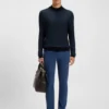 Silk-piqué sweater with mock neck