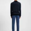 Silk-piqué sweater with mock neck