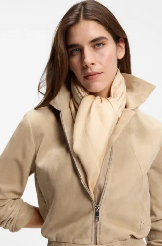 Silk-wool scarf with logos and monograms