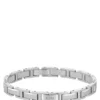 Silver-tone H-link cuff with logo clasp