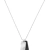 Silver-tone necklace with double-tag pendant