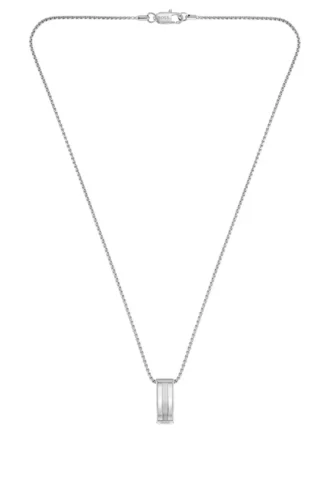 Silver-tone necklace with stripe-effect pendant