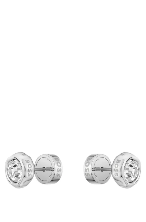 Silver-tone stud earrings with crystal core Silver-tone stud earrings with crystal core