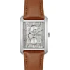 Silver-tone watch with textured skeleton dial