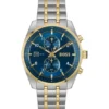 SKYTRAVELLER Two-tone chronograph watch with blue dial