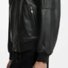 Sleeve-pocket bomber jacket in leather