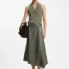 Sleeveless blouse in sandwashed silk with V neckline