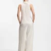 Sleeveless blouse in sandwashed silk with V neckline
