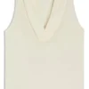 Sleeveless blouse in sandwashed silk with V neckline
