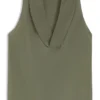Sleeveless blouse in sandwashed silk with V neckline
