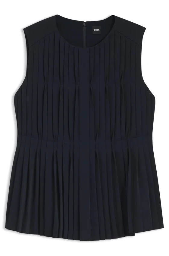 Sleeveless crepe blouse with pleats Sleeveless crepe blouse with pleats