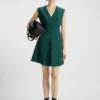 Sleeveless dress with front pleat Sleeveless dress with front pleat