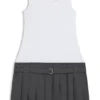 Sleeveless dress with pleated skirt