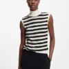Sleeveless mock-neck sweater in merino wool