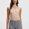 Sleeveless mock-neck sweater in merino wool