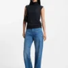 Sleeveless mock-neck sweater in merino wool