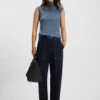 Sleeveless mock-neck sweater in merino wool