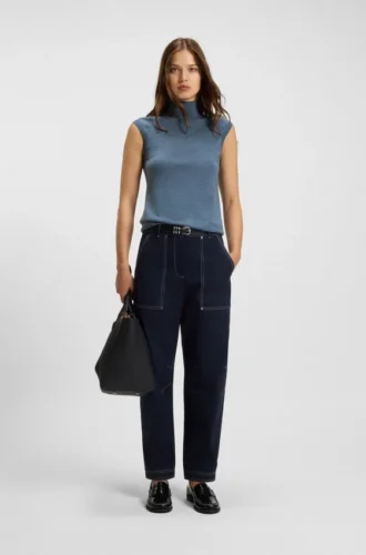 Sleeveless mock-neck sweater in merino wool Sleeveless mock-neck sweater in merino wool