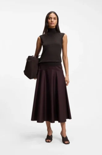 Sleeveless mock-neck sweater in merino wool