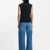 Sleeveless mock-neck sweater in merino wool